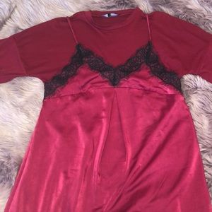 Red Layer Dress w/ Black Lace